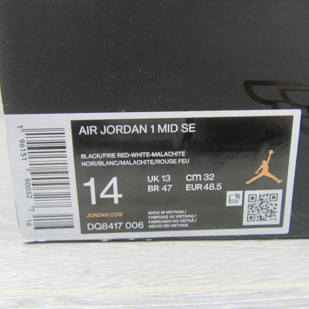 Air Jordan 1 Mid SE Christmas Black Red Sneakers Mens Size 14 NEW - Picture 15 of 16